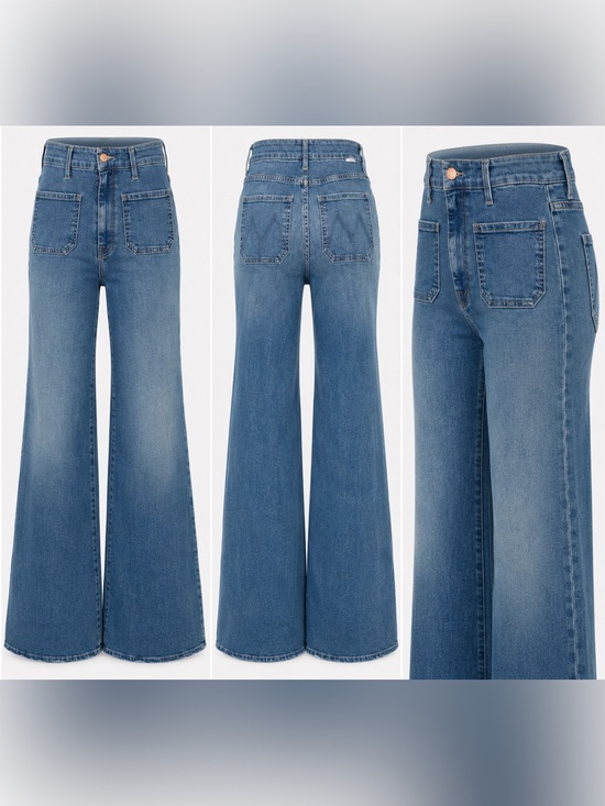 MOTHER Denim - MOTHER High-Rise Wide-Leg Jeans in Medium Blue Wash